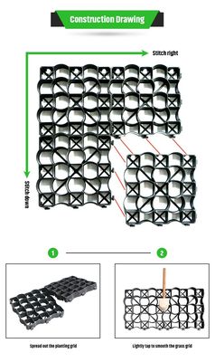 Griglia di plastica di stabilizzazione del suolo per il rafforzamento del suolo 4 Quantità per metro quadrato